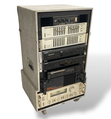 Lot 13 - RACK MOUNTED EQUIPMENT IN CUSTOM-BUILT CASE - INC ROTEL RA1412.