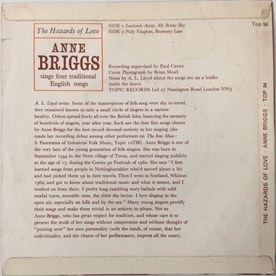 Lot 326 - ANNE BRIGGS - THE HAZARDS OF LOVE 7" EP (UK TOPIC - TOP94)