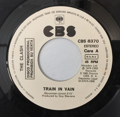 Lot 406 - THE CLASH - TRAIN IN VAIN / BANKROBBER 7" (ORIGINAL SPANISH PROMO - CBS 8370)