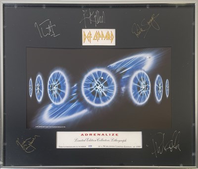 Lot 272 - LIMITED EDITION DEF LEPPARD ADRENALIZE FAN CLUB ITEMS IN SIGNED LITHO.