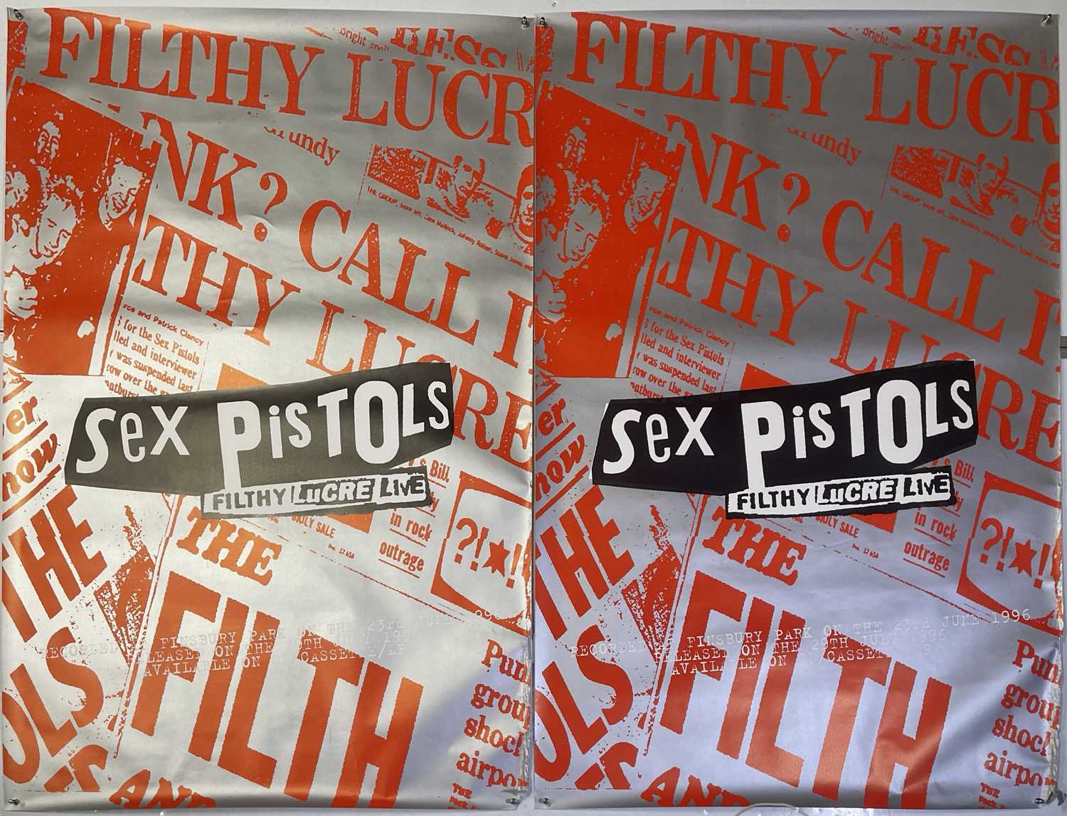 Lot 548 - THE SEX PISTOLS - FIVE 'FILTHY LUCRE LIVE' POSTERS.