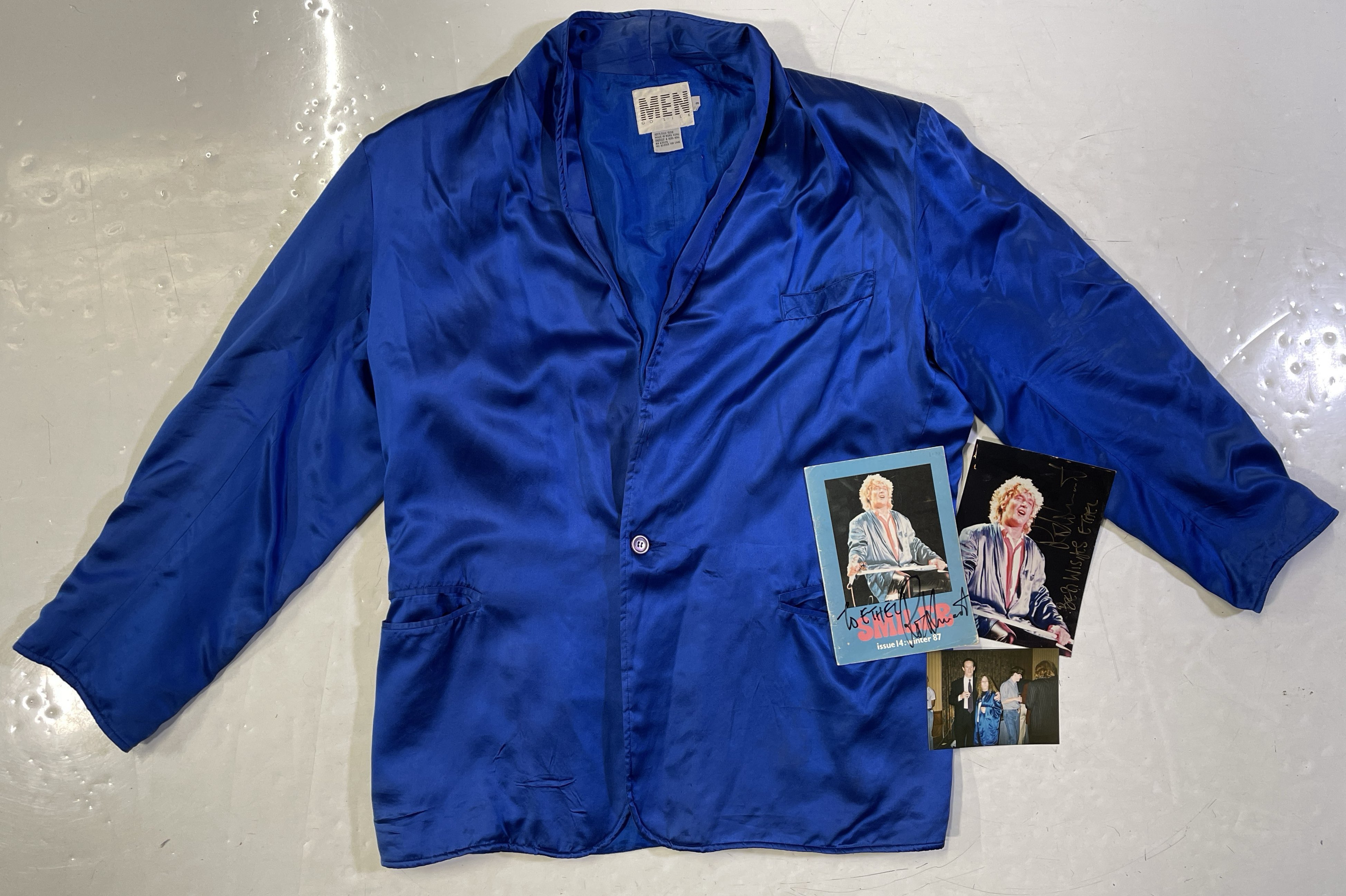 Lot 55 - ROD STEWART - OWNED AND WORN BLUE SILK JACKET