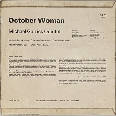 Lot 96 - MICHAEL GARRICK QUINTET FEAT HARRIOTT & KEANE - OCTOBER WOMAN LP (UK ORIGINAL - ZDA 33)