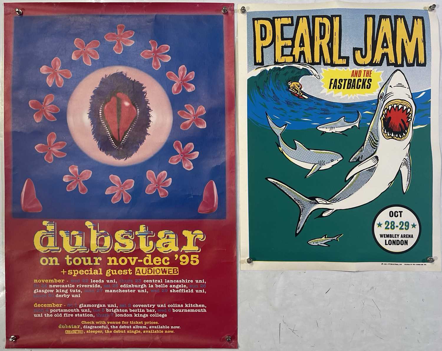Lot 173 - PEARL JAM - AN ORIGINAL 1996 WEMBLEY CONCERT POSTER.