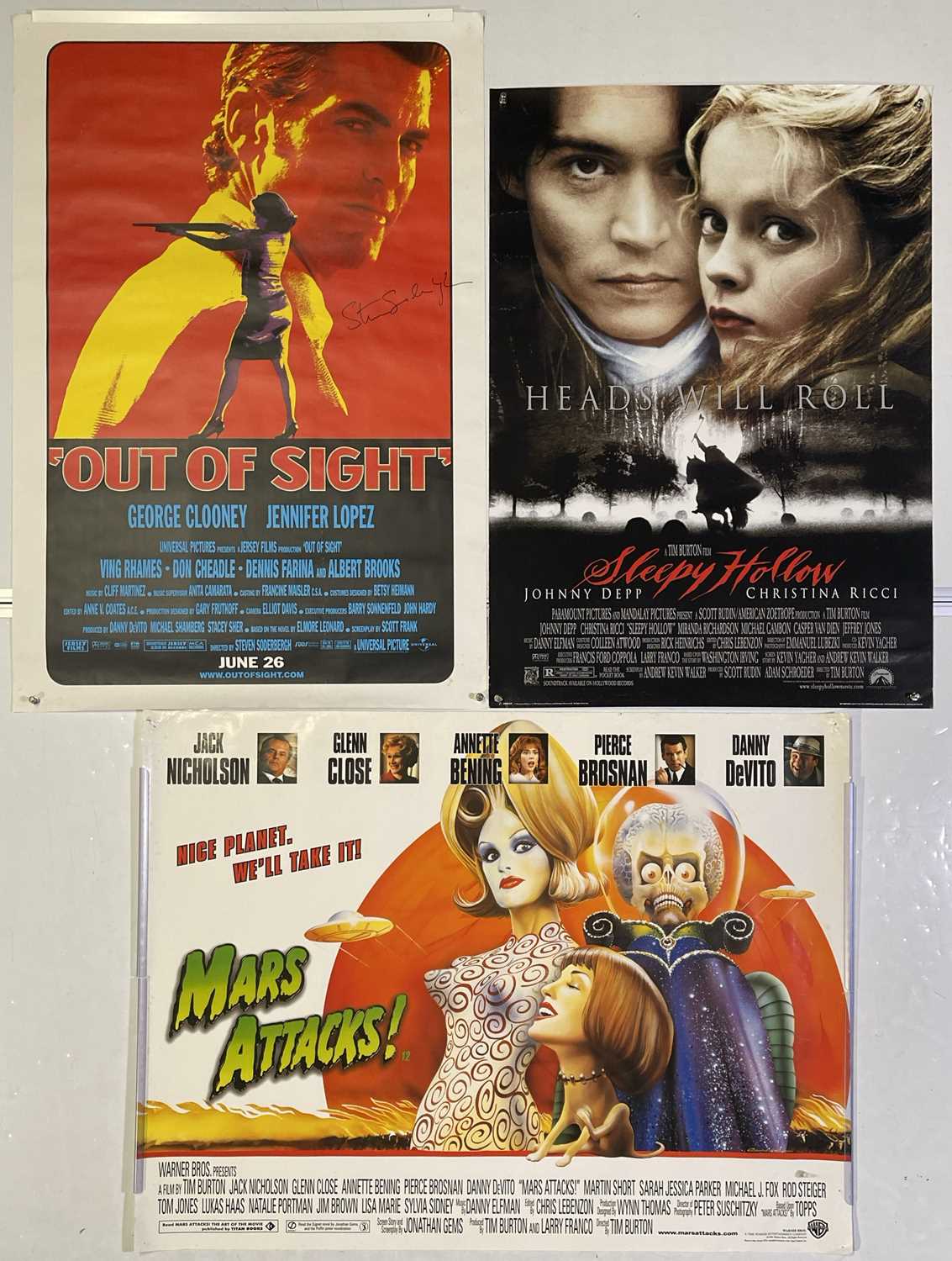 Lot 112 - FILM POSTERS INC MARS ATTACKS QUAD / STEVEN SODERBERGH SIGNED.