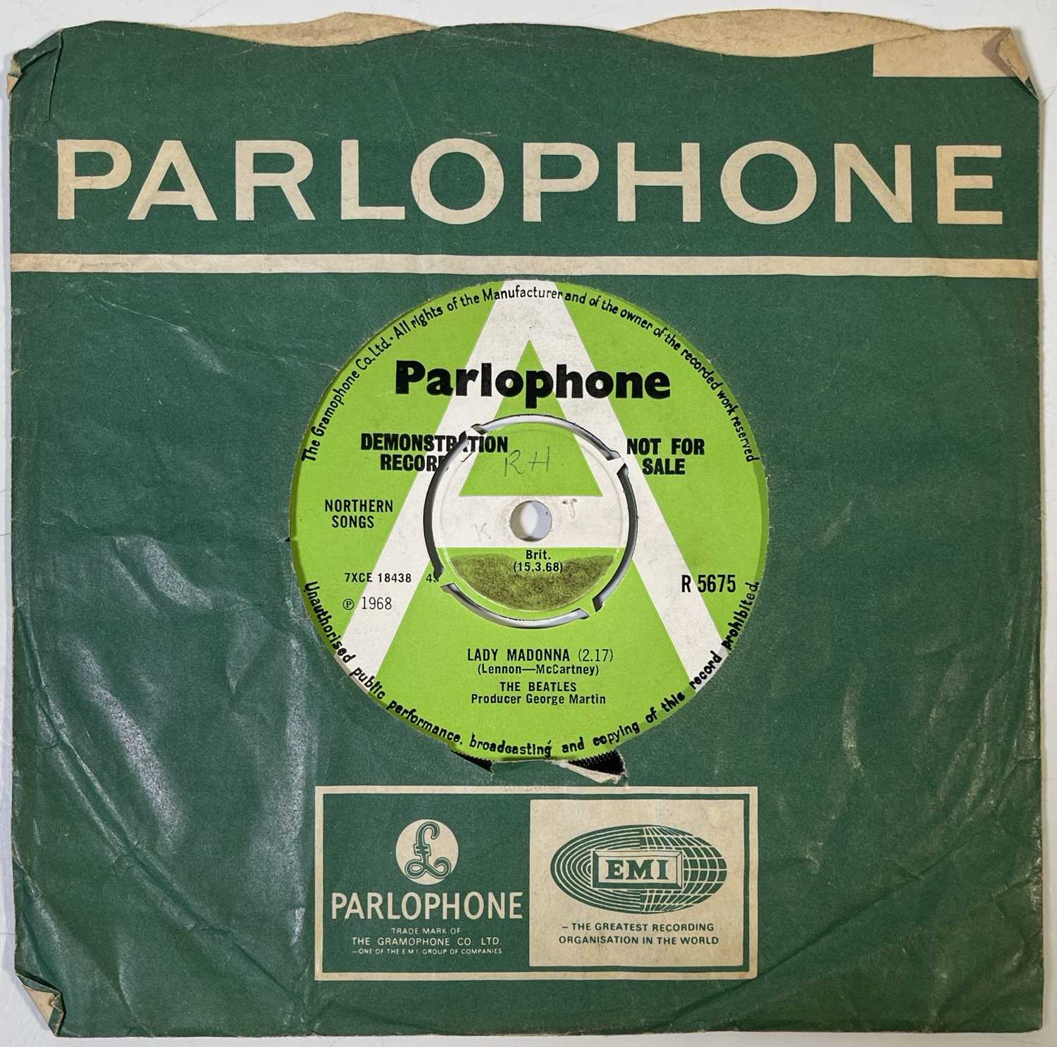 Lot 129 - THE BEATLES - LADY MADONNA 7" - ORIGINAL UK DEMO - (PARLOPHONE R 5675)