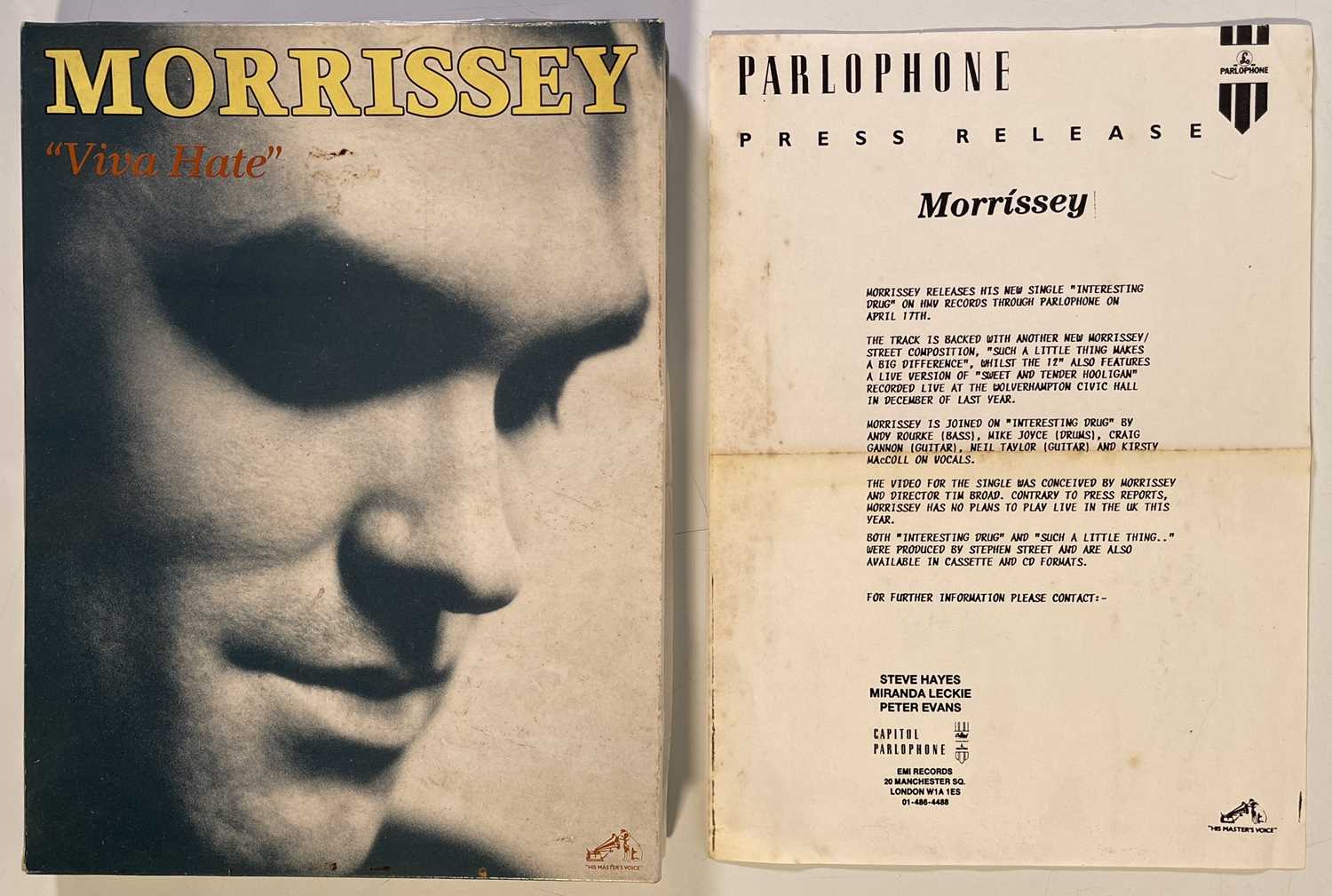Lot 272 - THE SMITHS - MORRISSEY - VIVA HATE PRESS PACK AND PRESS RELEASE.