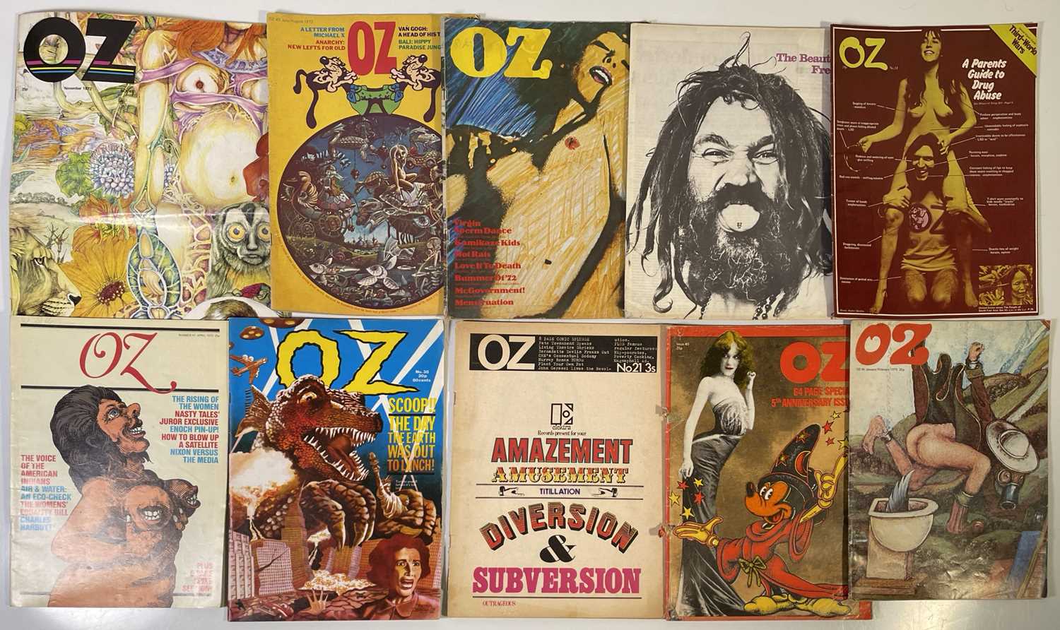 Lot 97 - OZ MAGAZINE - TEN ISSUES.