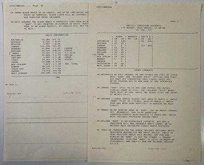 Lot 432 - THE BEATLES - MEMORABILIA INC MAGIC CHRISTIAN ITALIAN POSTER / GEORGE HARRISON SALES REPORT SHEETS.