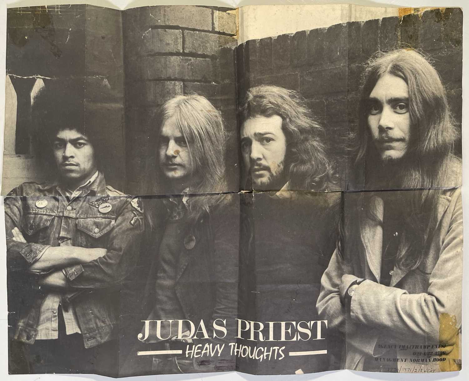Lot 349 - JUDAS PRIEST - ORIGINAL EARLY 1970S PROMOTIONAL POSTER.