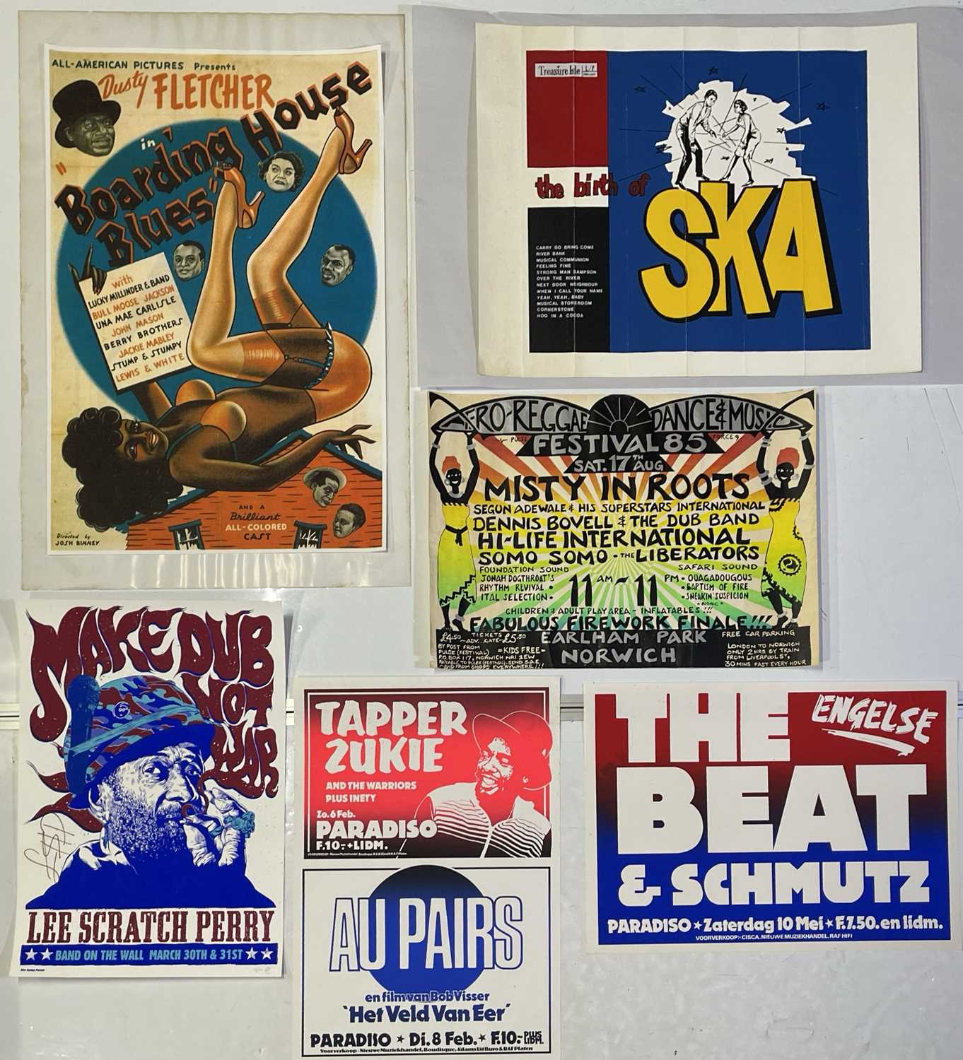 Lot 185 - DUB / REGGAE / SKA POSTER COLLECTION INC LEE SCRATCH PERRY SIGNED / THE BEAT / MISTY IN ROOTS.