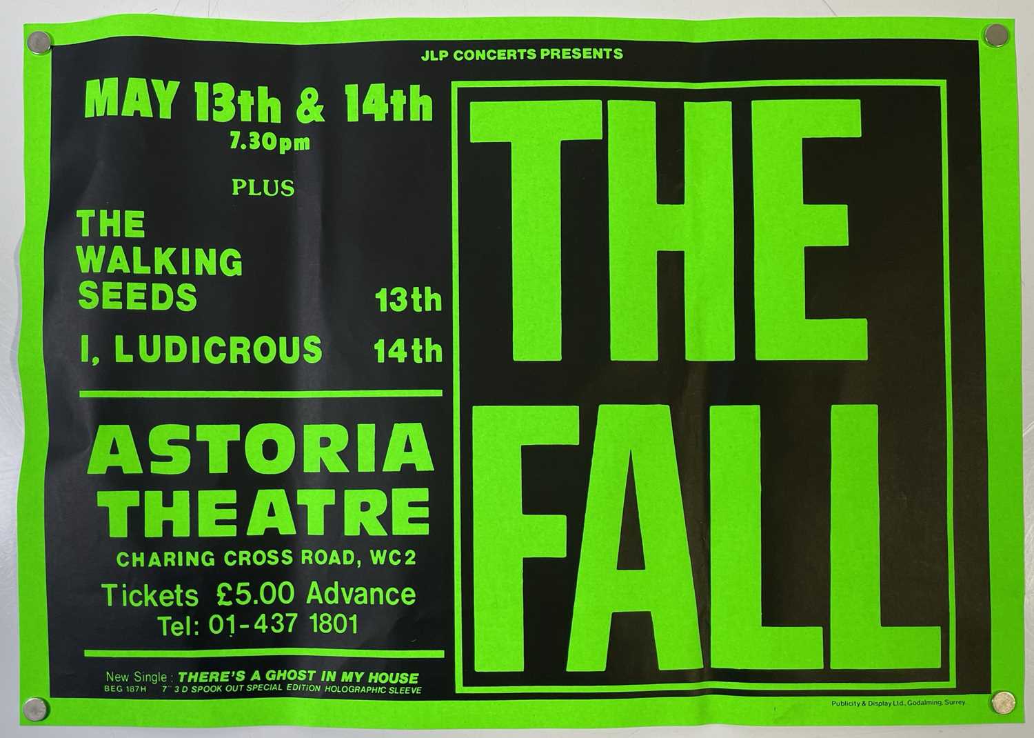 Lot 505 - MARK E. SMITH / THE FALL - AN ORIGINAL 1987 CONCERT POSTER.