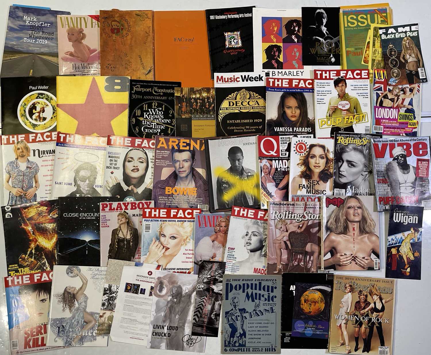 Lot 98 - MUSIC MAGAZINES AND PROGRAMMES INC FACTORY RECORDS / MADONNA / THE FACE.