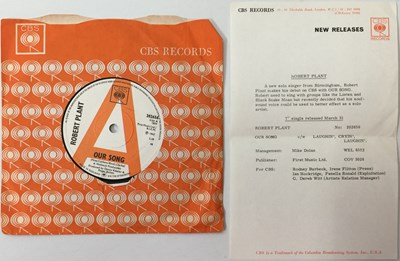 Lot 25 - ROBERT PLANT - OUR SONG 7" (PROMO - CBS 202656)
