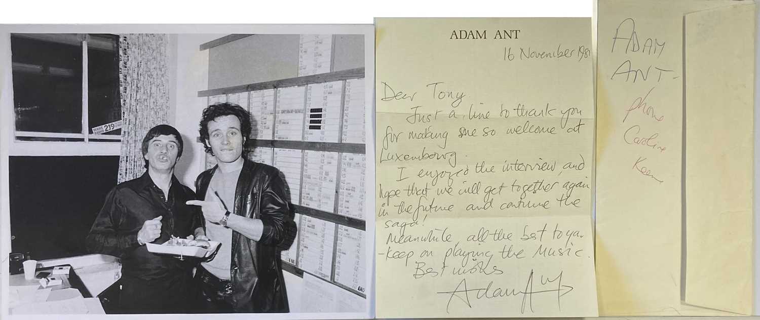 Lot 217 - ADAM ANT SIGNED HANDWRITTEN LETTER.