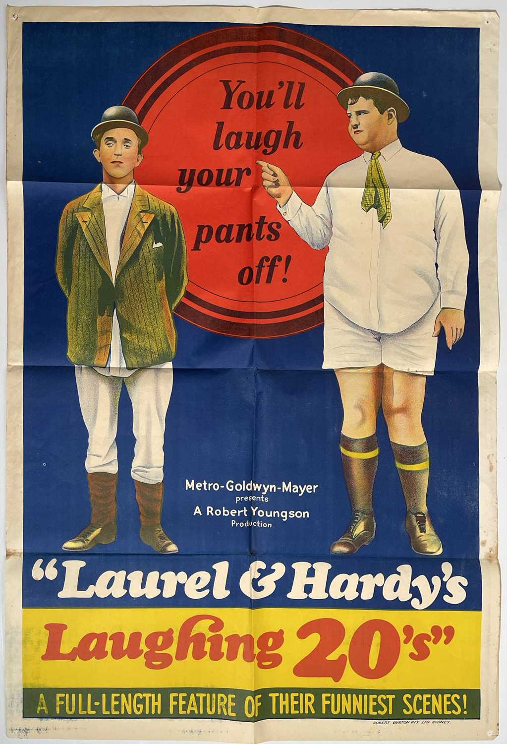 Lot 91 - LAUREL AND HARDY - LAUGHING 20'S (1965) AUSTRALIAN ONE SHEET POSTER.