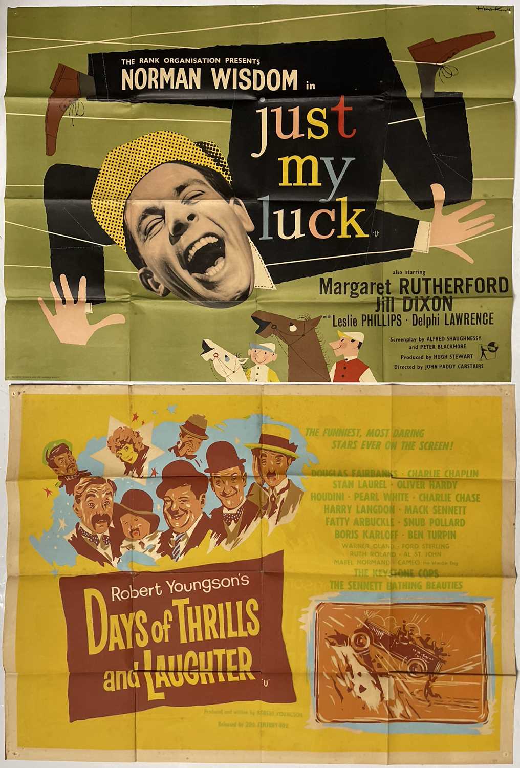 Lot 93 - LAUREL AND HARDY - DAYS OF THRILLS AND LAUGHTER (1963) UK QUAD POSTER AND ROBINSON CRUSOELAND STILLS.