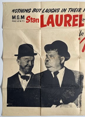 Lot 95 - LAUREL AND HARDY - NOTHING BUT TROUBLE (1944) - UK QUAD POSTER.