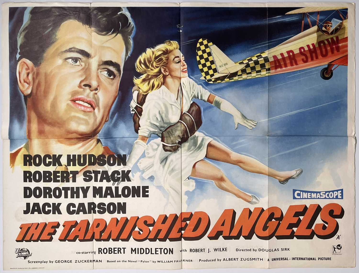 Lot 102 - THE TARNISHED ANGELS (1957) - AN ORIGINAL UK QUAD POSTER.