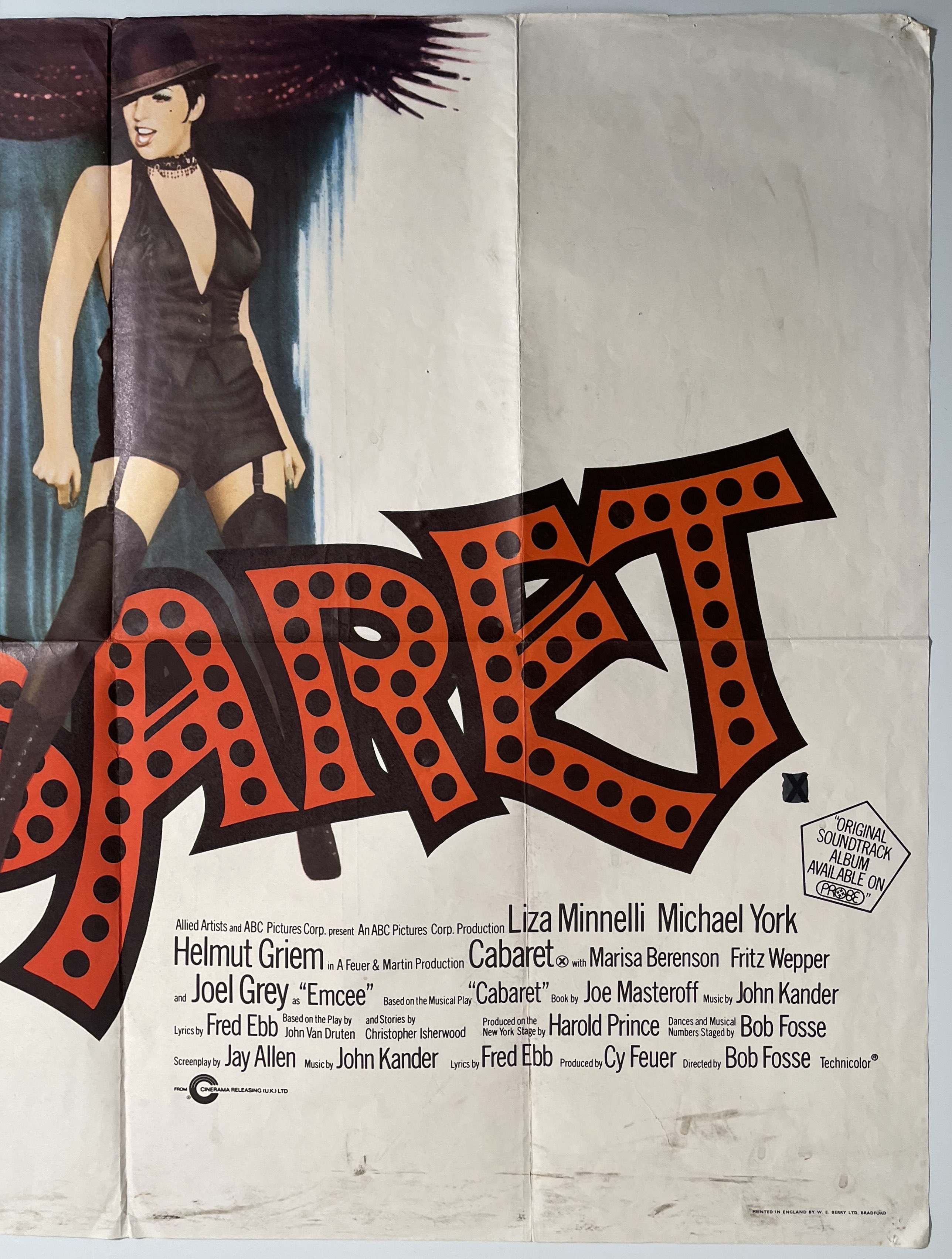 Lot 103 Cabaret 1972 Original Uk Quad Film Poster