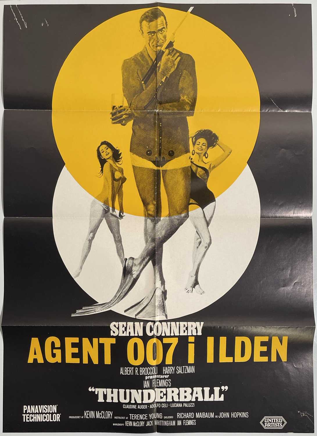Lot 81 - JAMES BOND - THUNDERBALL (1965) - 1970S DANISH RELEASE ONE-SHEET.