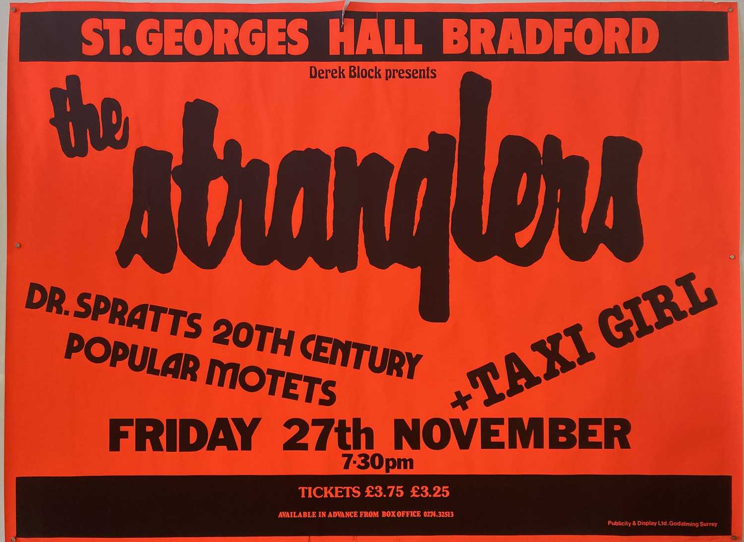 Lot 334 - THE STRANGLERS CONCERT POSTER.