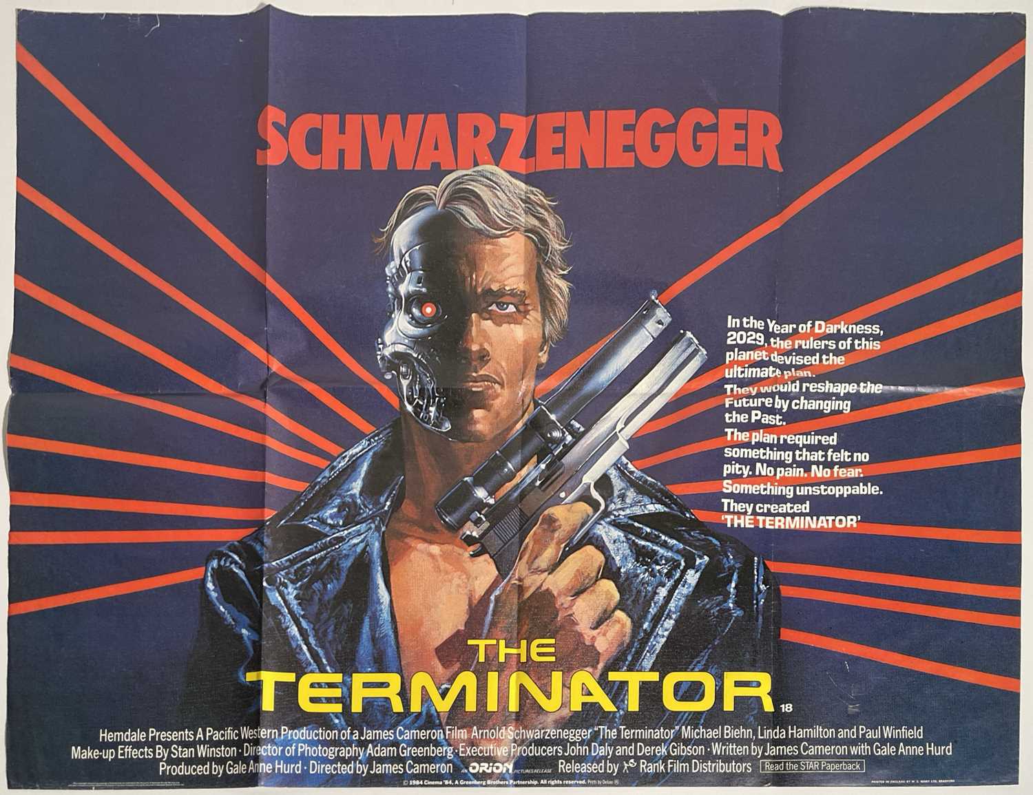 Lot 113 - THE TERMINATOR (1984) ORIGINAL UK QUAD POSTER.