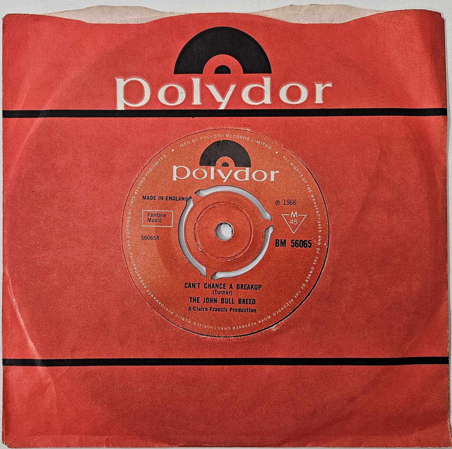 Lot 360 - THE JOHN BULL BREED - CAN'T CHANCE A BREAKUP/ I'M A MAN 7" (MOD - UK POLYDOR - BM 56065)