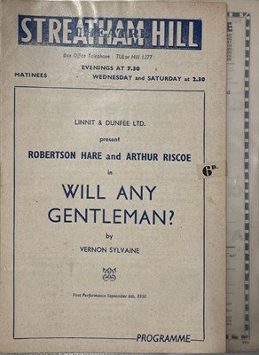 Lot 12 - VINTAGE / EARLY 20TH-CENTURY THEATRE PROGRAMMES AND MEMORABILIA.