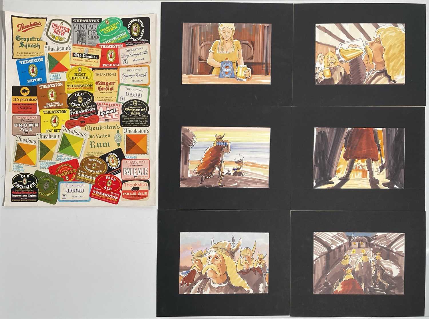 Lot 14 - BREWERIANA - ORIGINAL DESIGNS FOR A HARP LAGER ADVERT. box 3kg