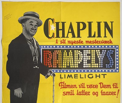 Lot 121 - CHARLIE CHAPLIN - 1953 NORWEGIAN POSTER FOR 'LIMELIGHT'.