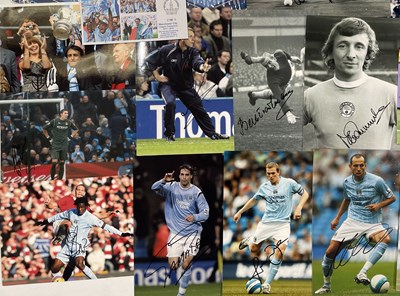Lot 268 - FOOTBALL MEMORABILIA - MANCHESTER CITY - SIGNED PHOTOGRAPHS AND PENNANTS.