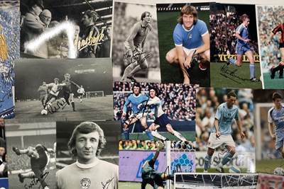 Lot 268 - FOOTBALL MEMORABILIA - MANCHESTER CITY - SIGNED PHOTOGRAPHS AND PENNANTS.