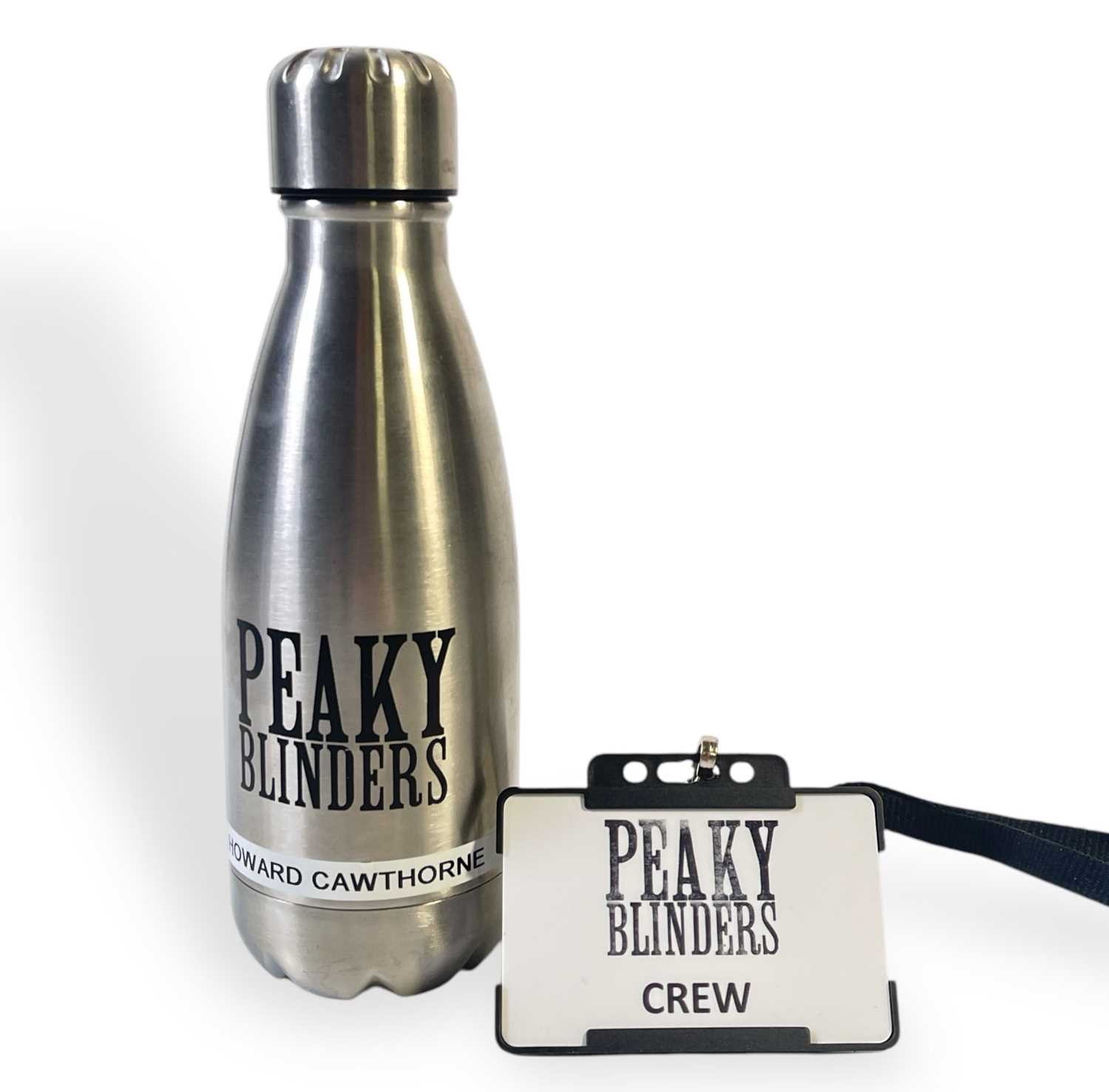 Lot 4 - PEAKY BLINDERS - CAST AND CREW ISSUED WATER BOTTLE AND PASS.