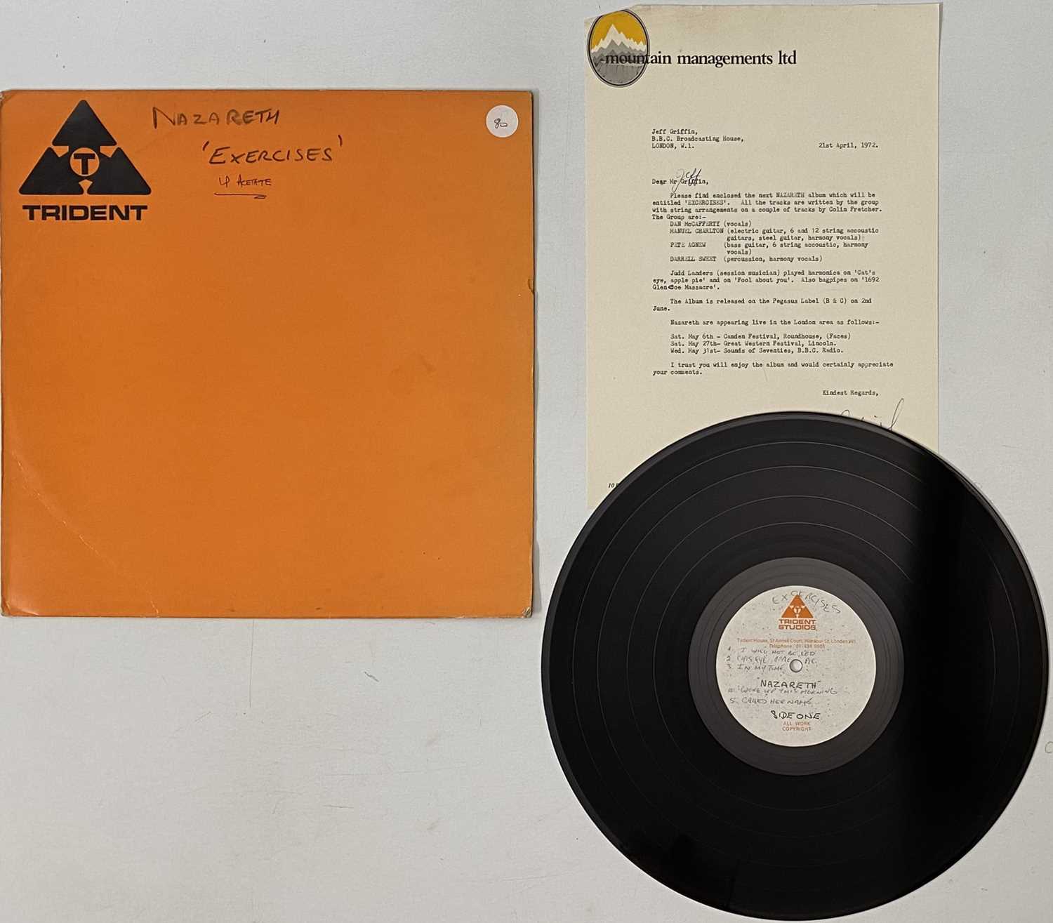 Lot 111 - NAZARETH - EXERCISES LP (TRIDENT ACETATE W/ INFO SHEET FROM LABEL)