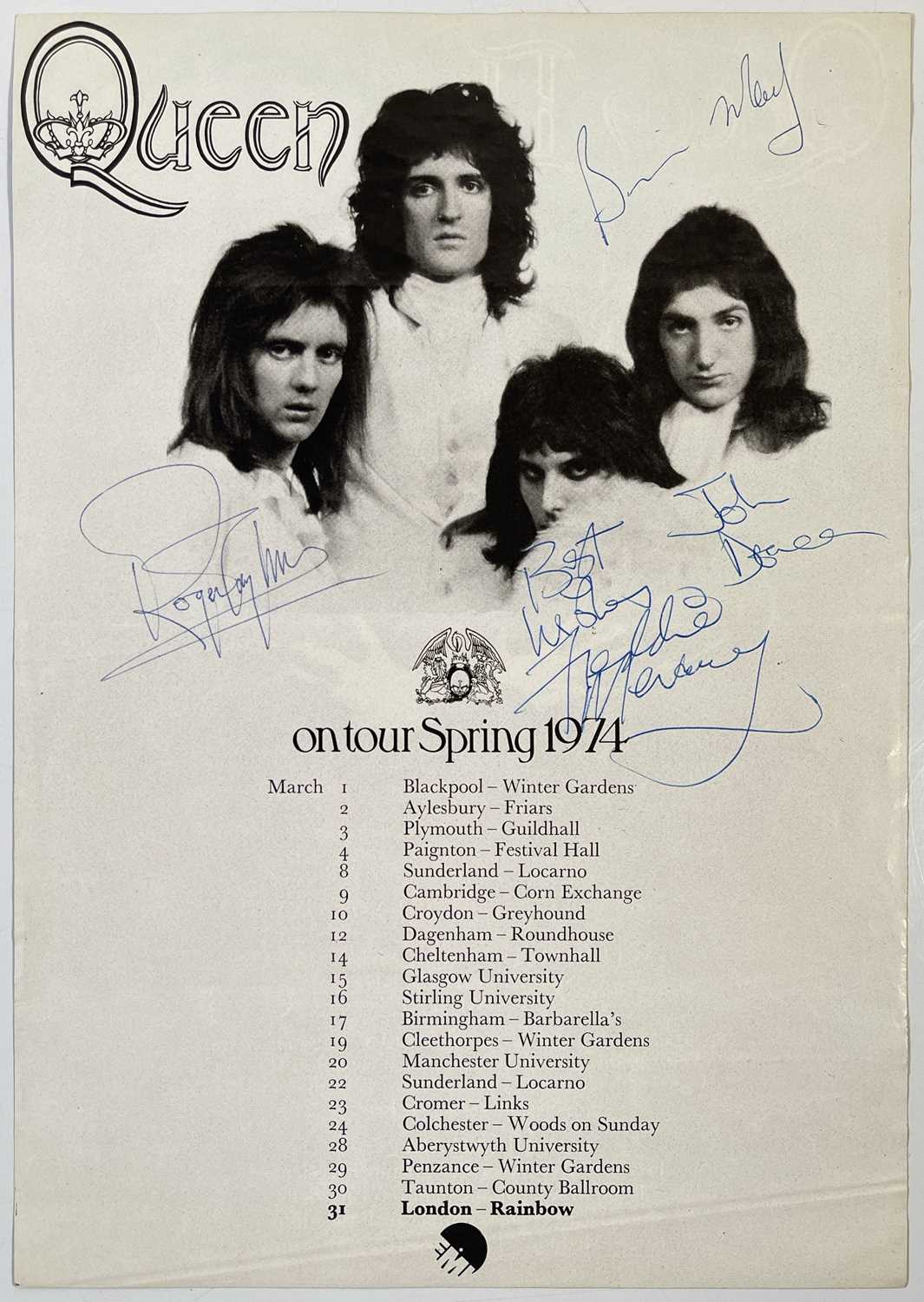 Lot 448 - QUEEN - FULLY SIGNED SPRING TOUR 1971 PROMO