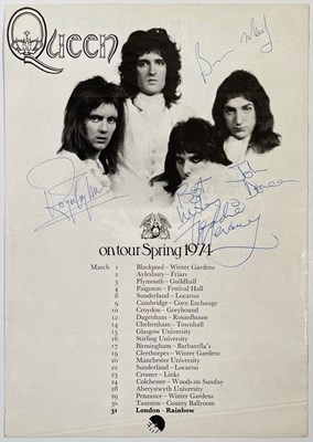 Lot 448 - QUEEN - FULLY SIGNED SPRING TOUR 1971 PROMO SHEET.
