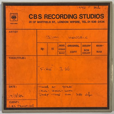 Lot 445 - JIMI HENDRIX - 1982 CBS TAPE REEL FOR 'FIRE'.