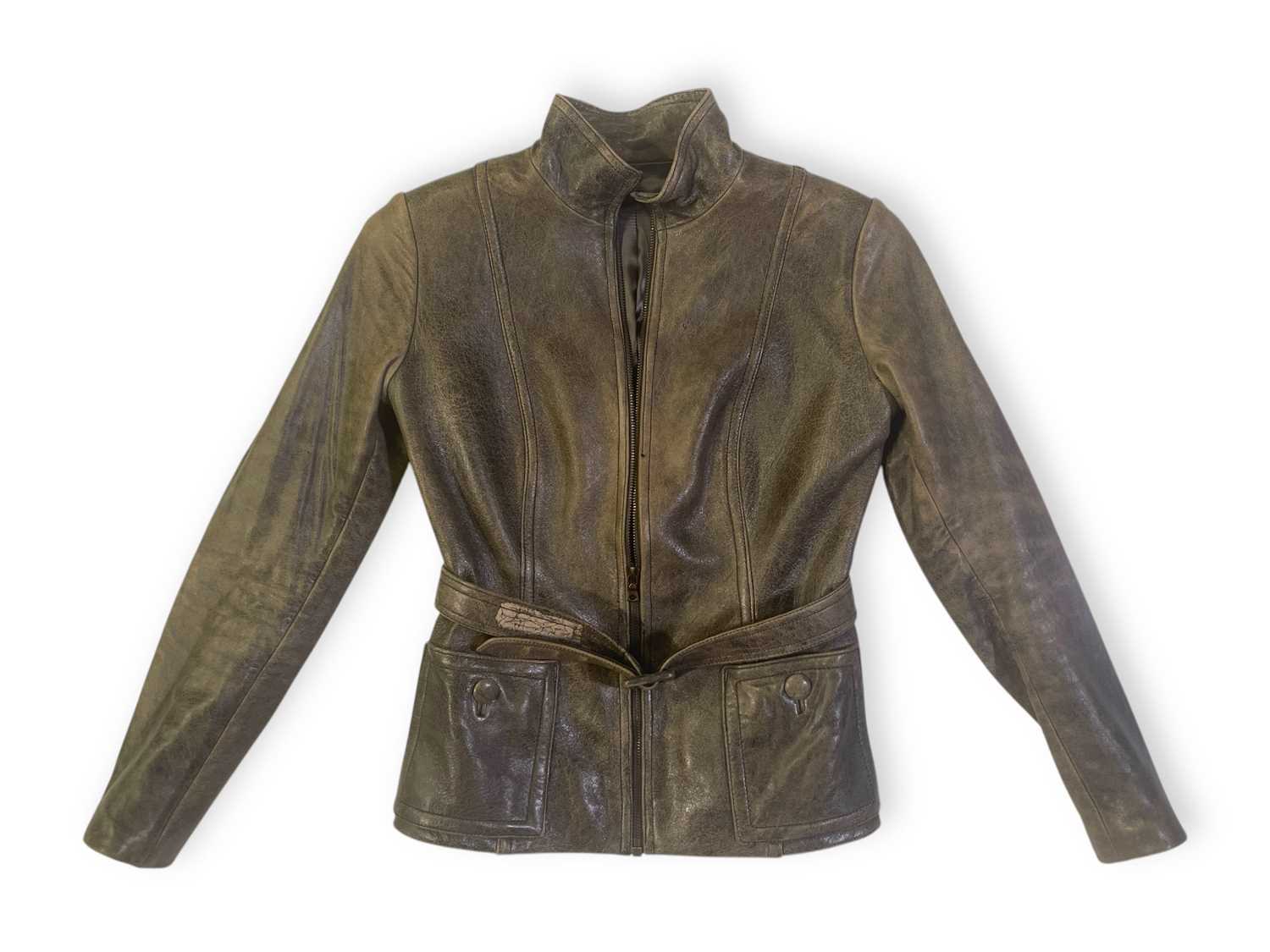 Lot 15 - PEAKY BLINDERS- CHARLENE MCKENNA AS CAPTAIN SWING - SCREEN WORN LEATHER JACKET.