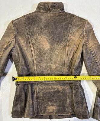 Lot 15 - PEAKY BLINDERS- CHARLENE MCKENNA AS CAPTAIN SWING - SCREEN WORN LEATHER JACKET.