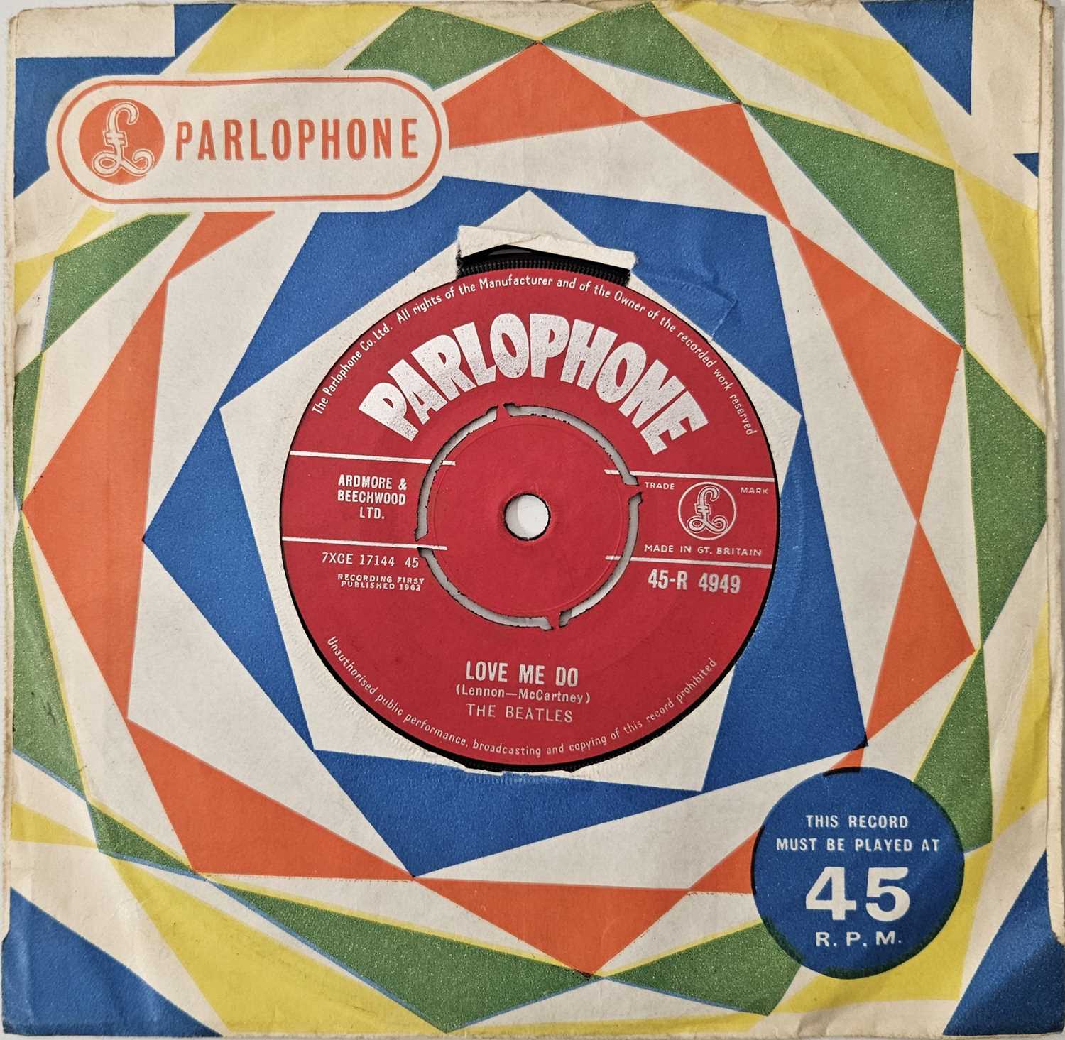 Lot 475 - THE BEATLES - LOVE ME DO/ PS I LOVE YOU 7" (ORIGINAL UK COPY - PARLOPHONE 45-R 4949)