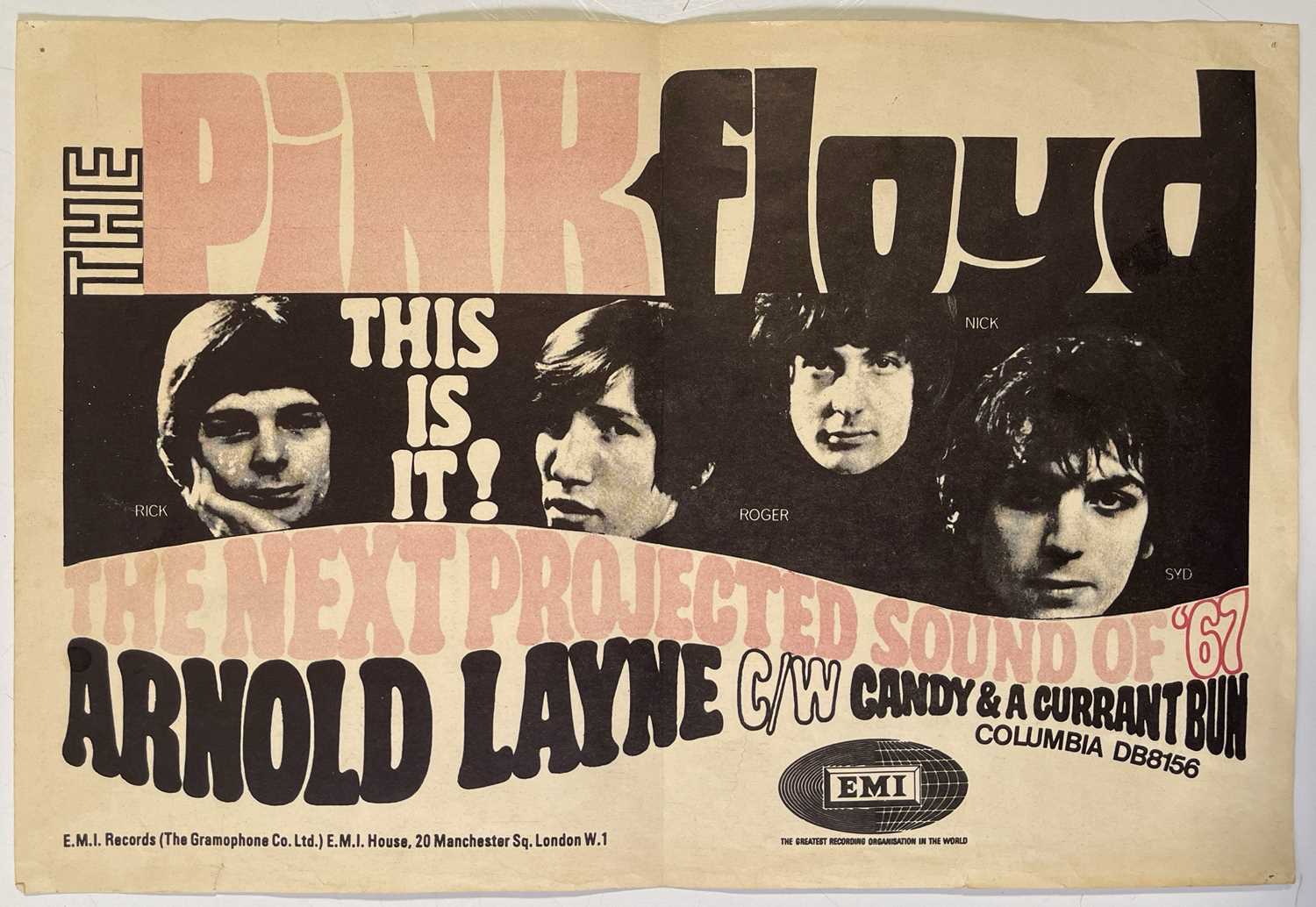 Lot 447 - PINK FLOYD - AN ORIGINAL PROMO POSTER FOR
