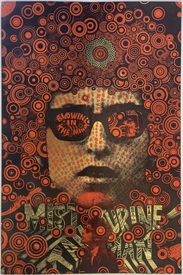 Lot 424 - BLOWIN' IN THE MIND - BOB DYLAN - AN ORIGINAL MARTIN SHARP DESIGNED POSTER.