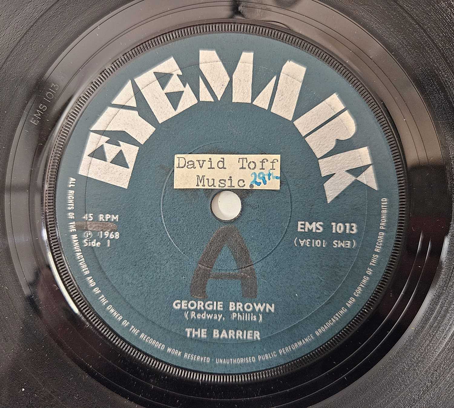 Lot 56 - THE BARRIER - DAWN BREAKS THROUGH C/W GEORGIE BROWN 7" (ORIGINAL UK STOCK COPY - EYEMARK EMS 1013)