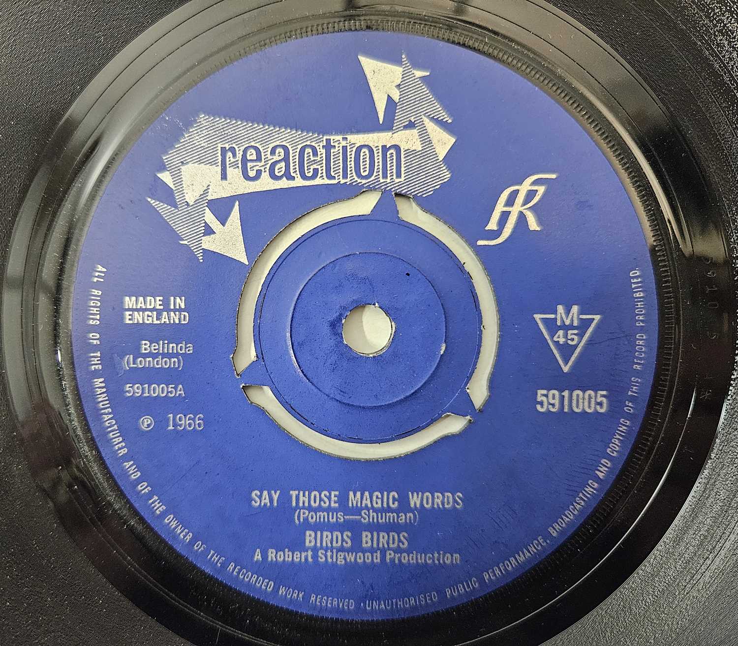 Lot 58 - BIRDS BIRDS (THE BIRDS) - SAY THOSE MAGIC WORDS 7" (ORIGINAL UK COPY - REACTION 591005)