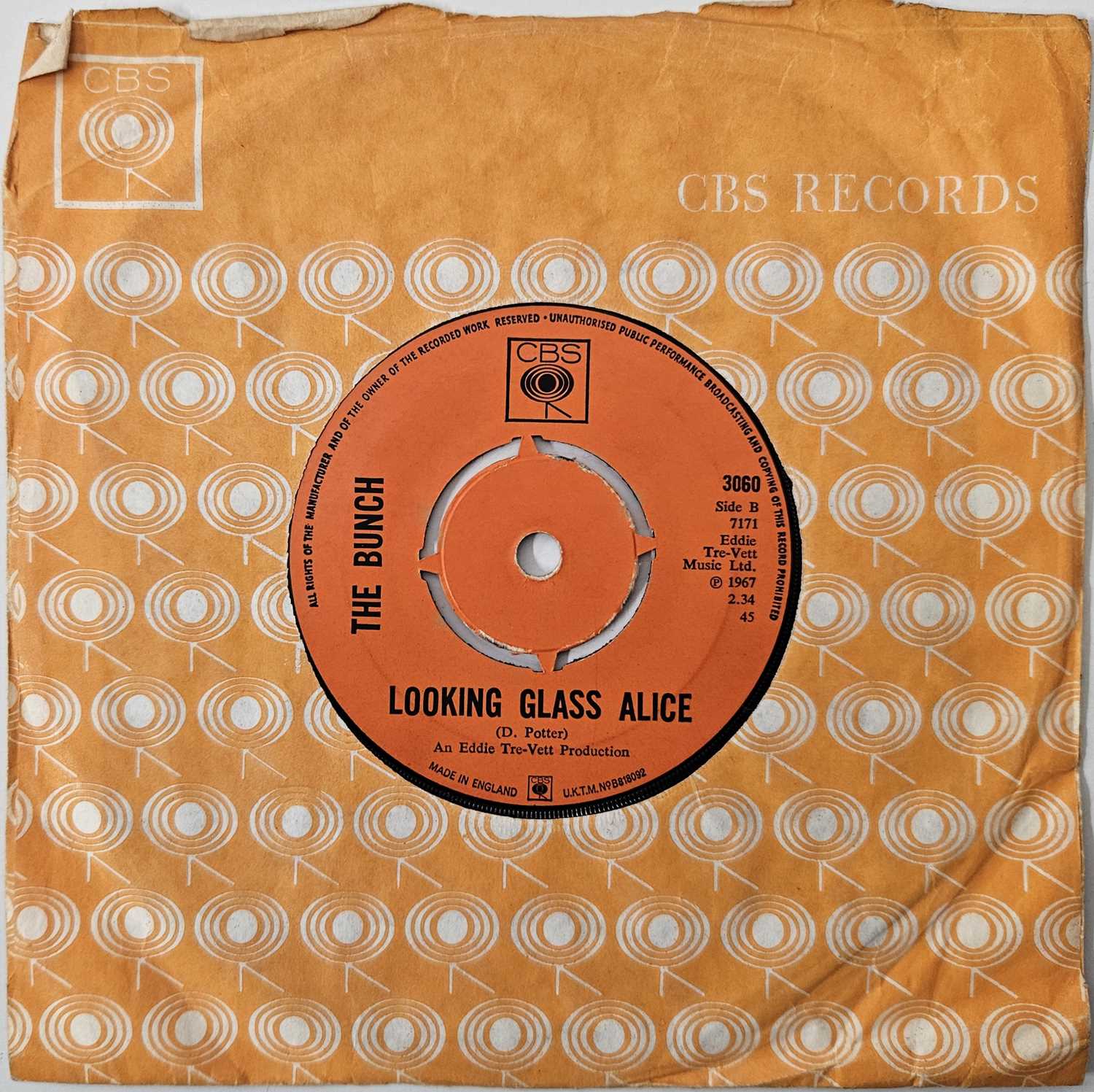 Lot 64 - THE BUNCH - SPARE A SHILLING C/W LOOKING GLASS ALICE 7" (ORIGINAL UK STOCK COPY - CBS 3060)