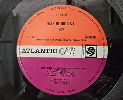 Lot 483 - MC5 - BACK IN THE USA LP (UK ORIGINAL - PLUM/ RED ATLANTIC - 2400016)
