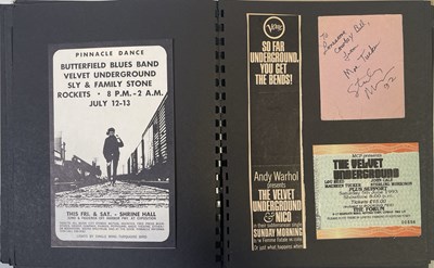 Lot 364 - THE VELVET UNDERGROUND - BILL'S SCRAPBOOK - ORIGINAL PROMO MATERIALS AND MORE.
