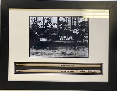 Lot 401 - PETE BEST SIGNED DRUM STICK AND BEATLES BOOKS AND MEMORABILIA.