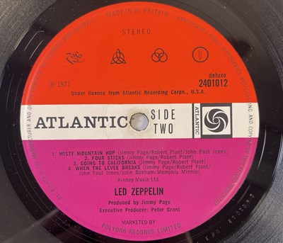 Lot 478 - ROBERT PLANT SIGNED LED ZEPPELIN - IV LP